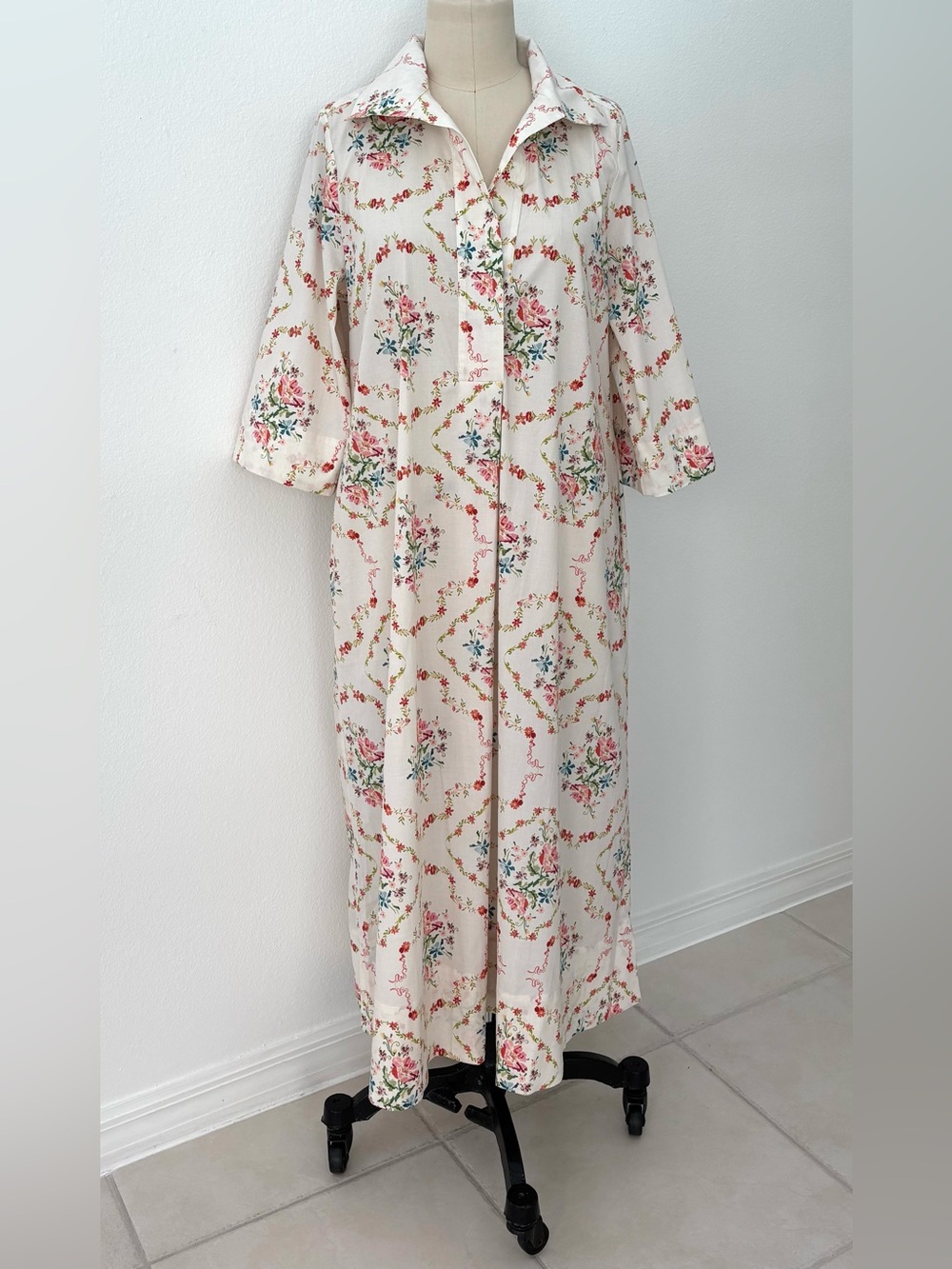 Quiet Culture Weekender Caftan Dress NWT Lorraine Floral Print Cotton Blend M/L